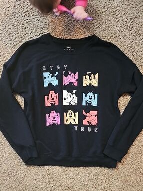 Disney Black Graphic Mickey Mouse Label Print